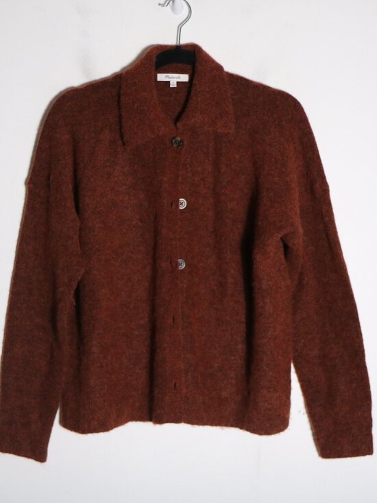 Madewell Sweaters - Madewell Carrabelle Polo Cardigan Sweater Womens Medium Brown Alpaca Wool Button